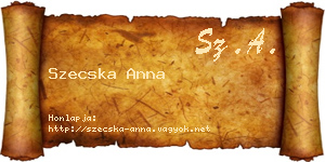 Szecska Anna névjegykártya