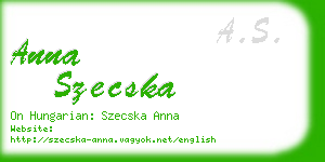 anna szecska business card